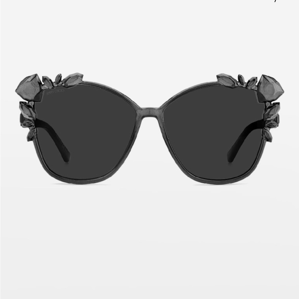 NWT Jimmy Choo Chic Black Sunglasses with Floral Accents